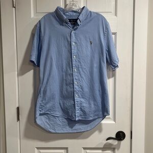 Ralph Lauren Slim Fit Chambray Oxford Short Sleeve Button Down Size Large
